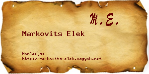 Markovits Elek névjegykártya