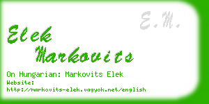 elek markovits business card